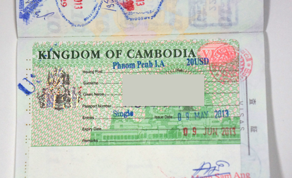 カンボジアの観光ビザ