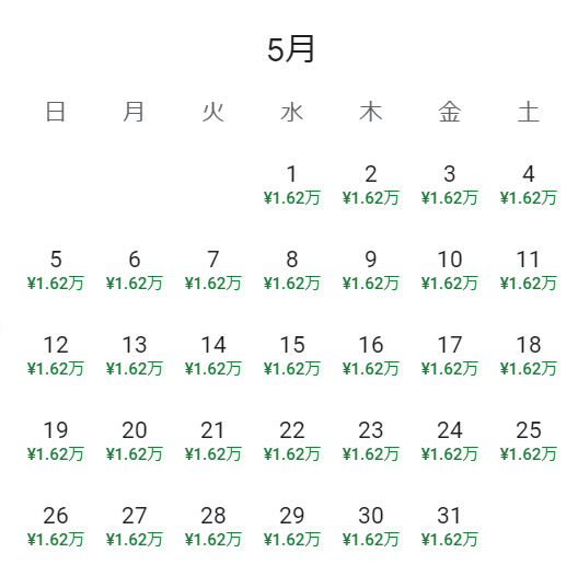 バンコク発メーソート行き航空券料金表(2024年5月)