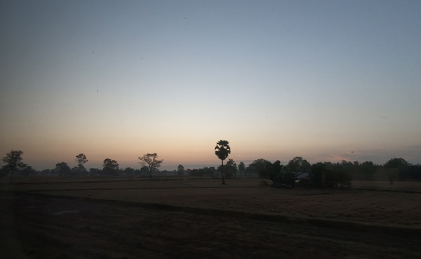 早朝の車外の風景