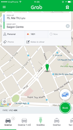 Grabの画面 Grabの画面