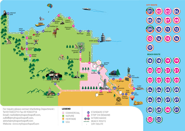 ペナン ホップオン・ホップオフ・バス 路線図 ペナン ホップオン・ホップオフ・バス 路線図