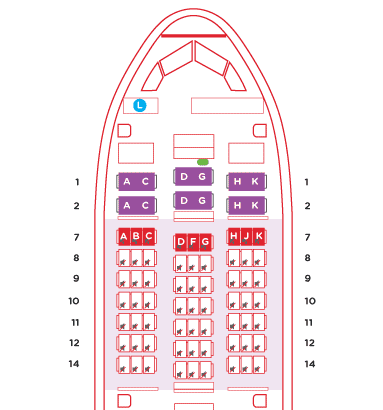 エアアジアXの座席配列