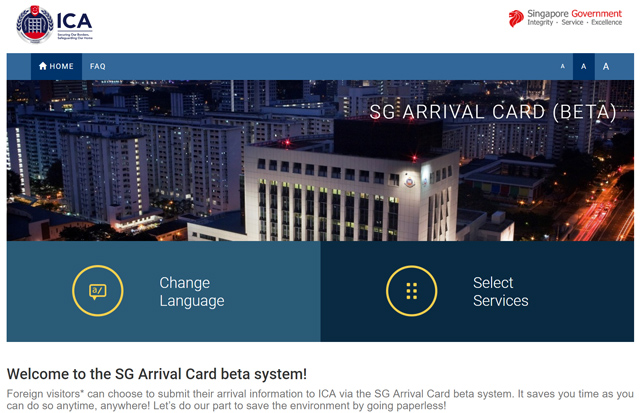 ICA - SG Arrival Card