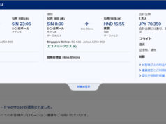 東京～シンガポール往復が諸費用込み約70,000円