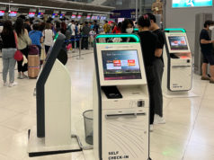 スワンナプーム空港の自動チェックイン機