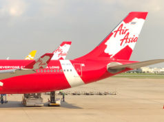 バンコク・ドンムアン空港に駐機中のタイ・エアアジアX機