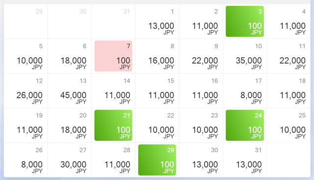 福岡発バンコク行き運賃表(2024年8月)