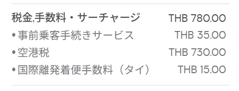 現在は合計で780バーツ