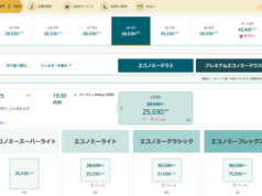 成田～ホーチミン間のフライト検索画面